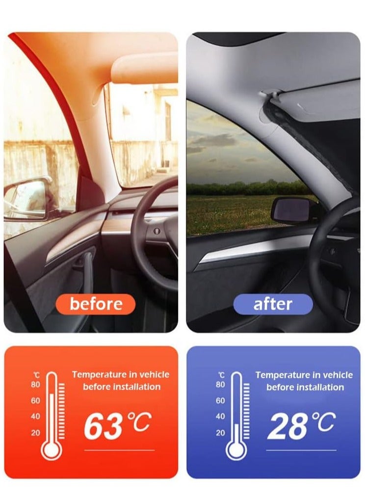 غطاء زجاج أمامي للسيارة - قابل للطي ومقاوم للحرارة والأشعة فوق البنفسجية - يحافظ على برودة السيارة، غطاء زجاج أمامي عالمي مناسب للسيارة والشاحنات والسيارات الرياضية متعددة الاستخدامات (55. * 27.5 بو - Image 2